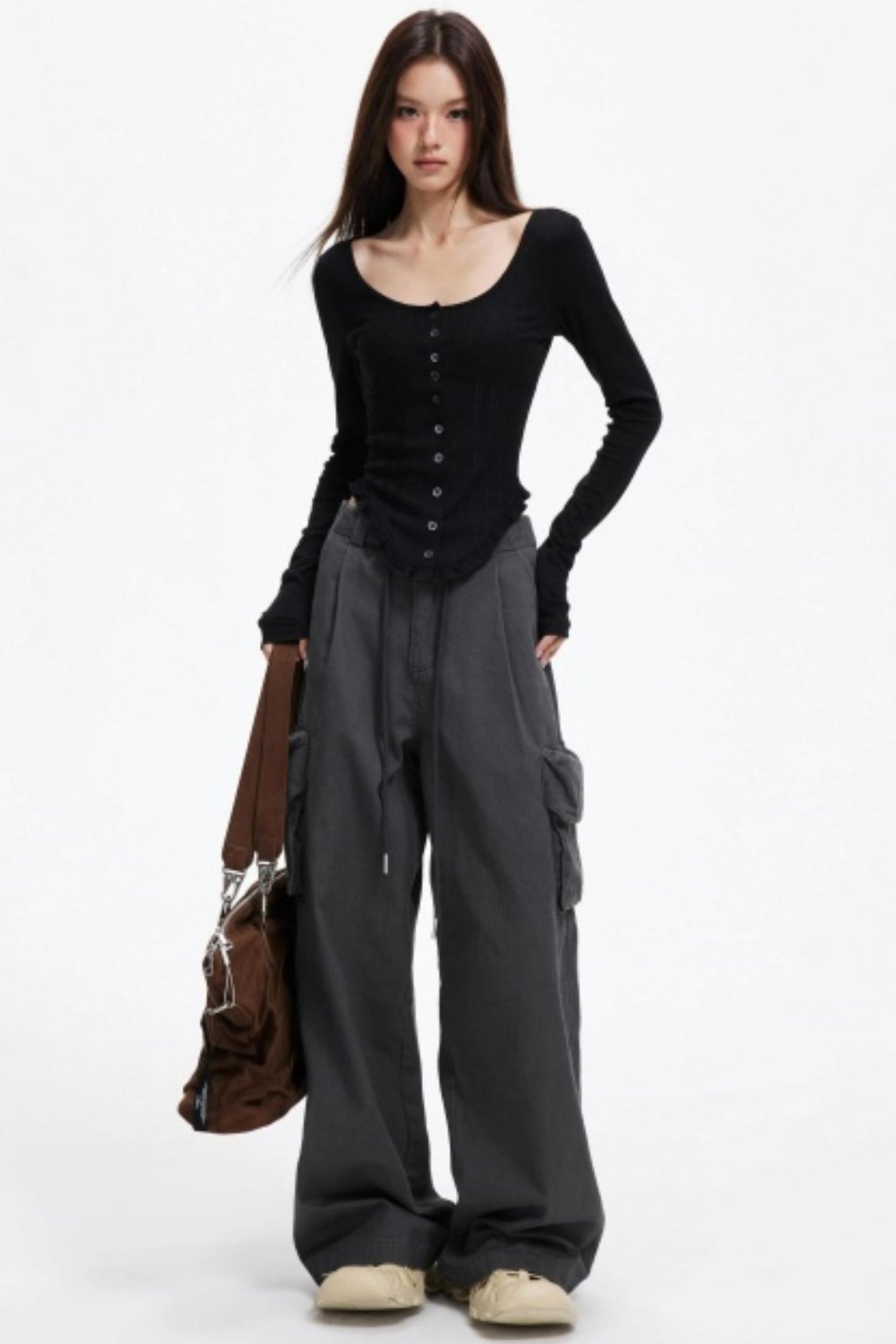 Vintage Drawstring Loose Cargo Pants