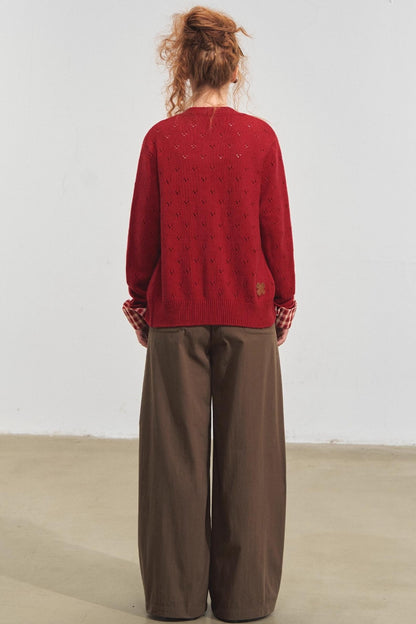 Vintage Check Lace-Up Cardigan