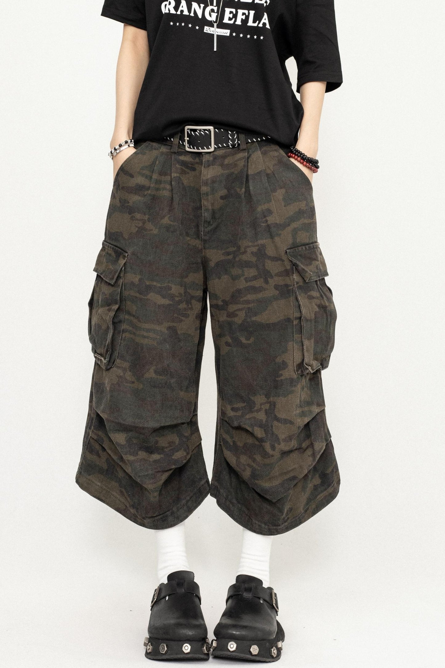 Vintage Camouflage Wide-Leg Pants