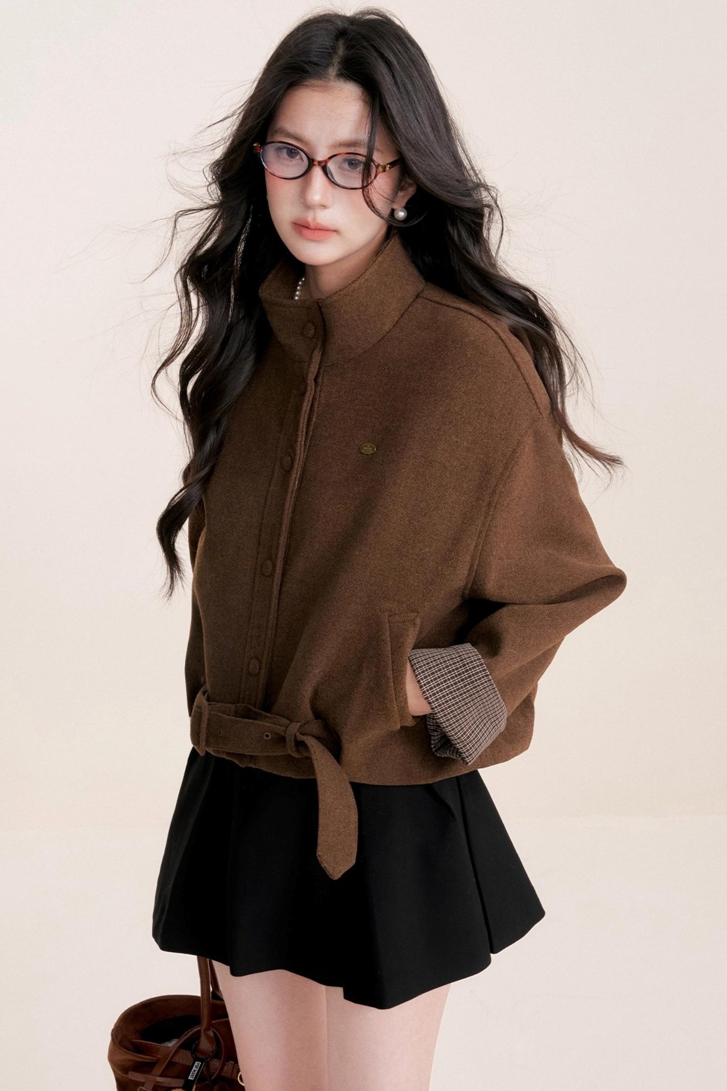 Caramel Check Woolen Jacket