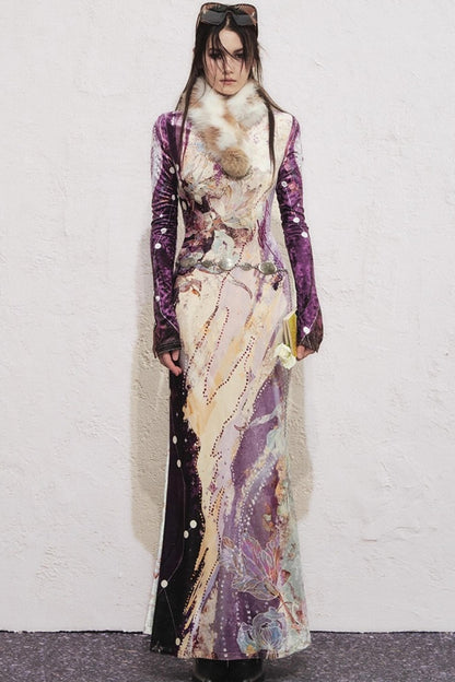 Velvet V-Neck Mermaid Dress