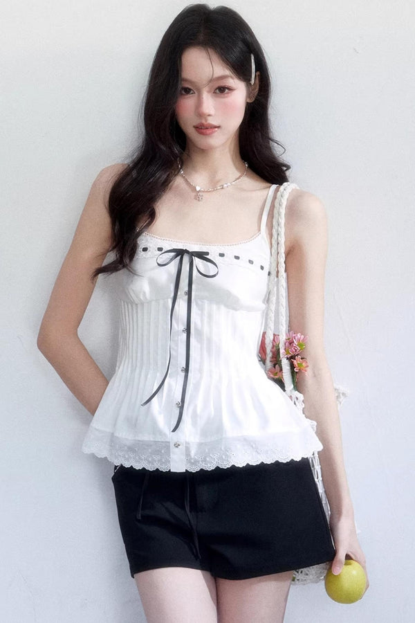 Black and White Ice Silk Two-Piece Set-Up