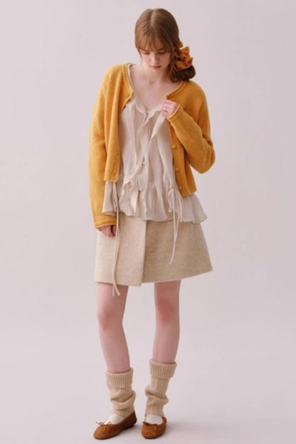 Lyocell Ruffled V-Neck Top