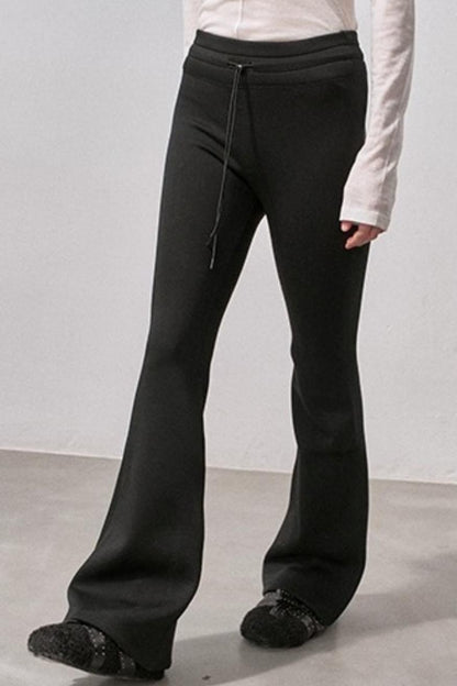 Black Micro-Stretch Flared Pants