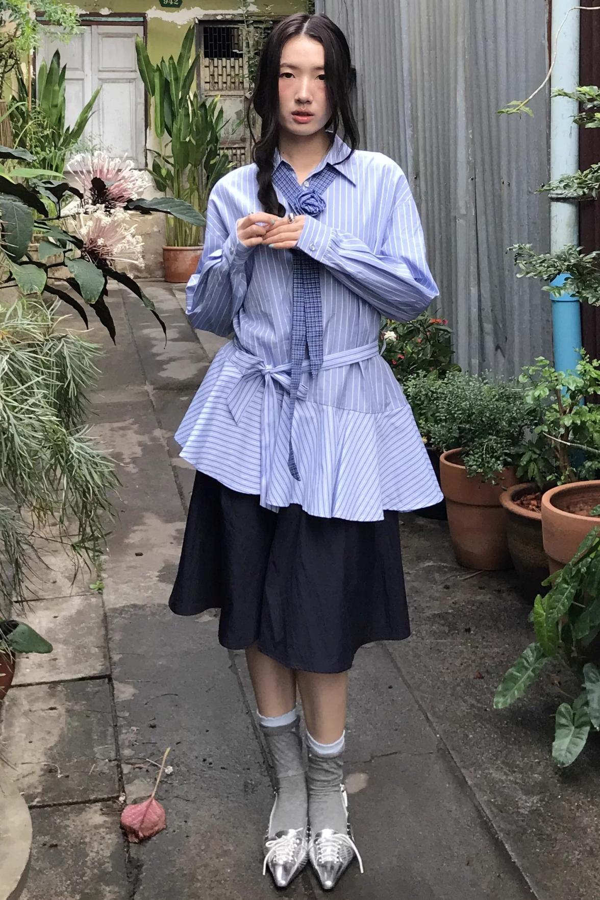 Layered Wave Stripes Dress