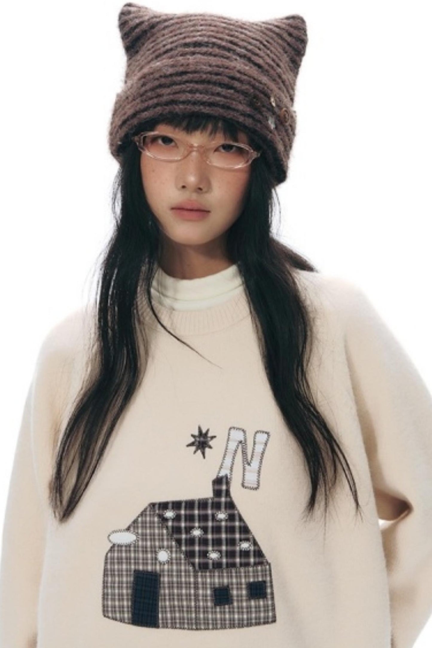 Color Block Embroidery Sweater