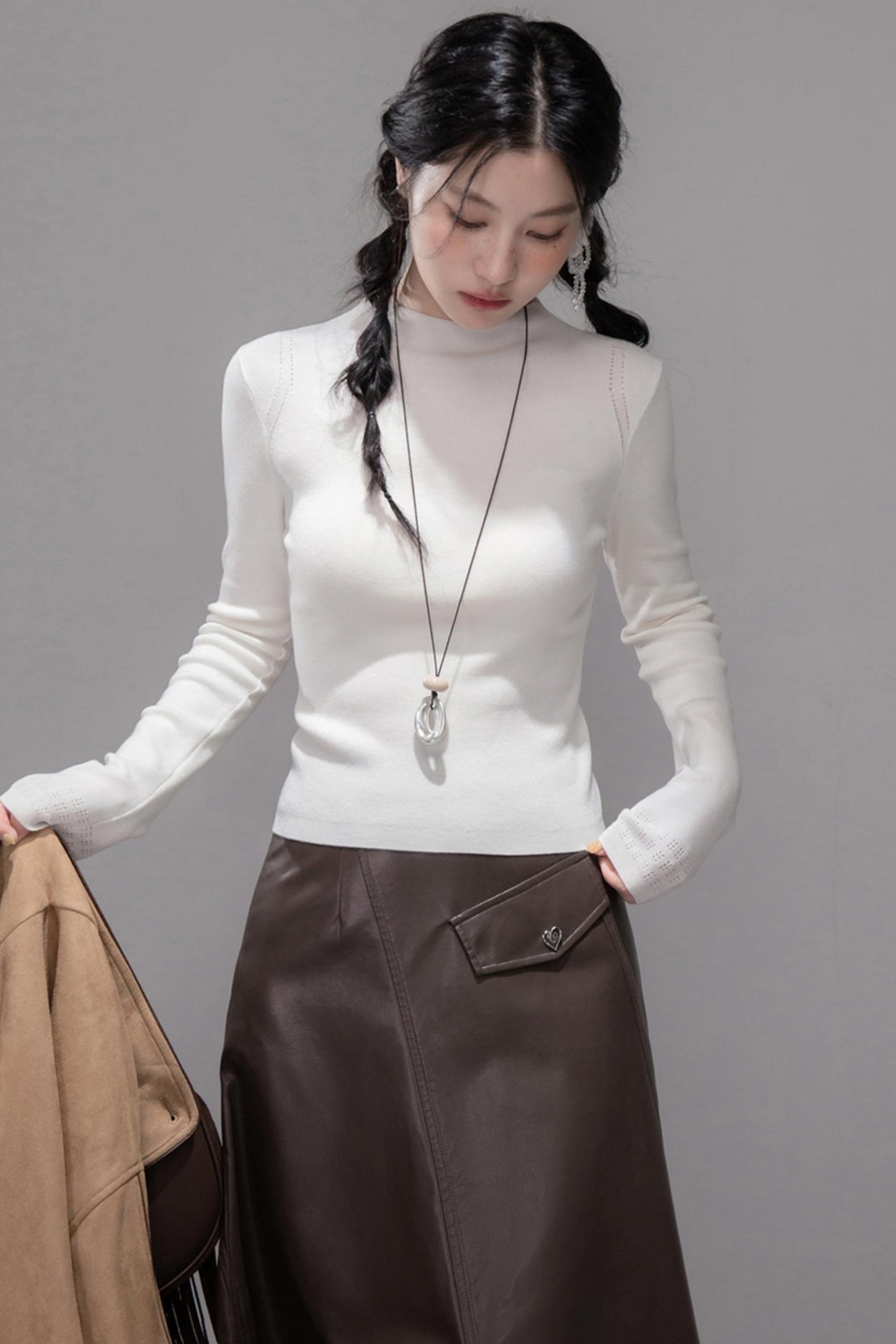 Rich Brown Leather Skirt