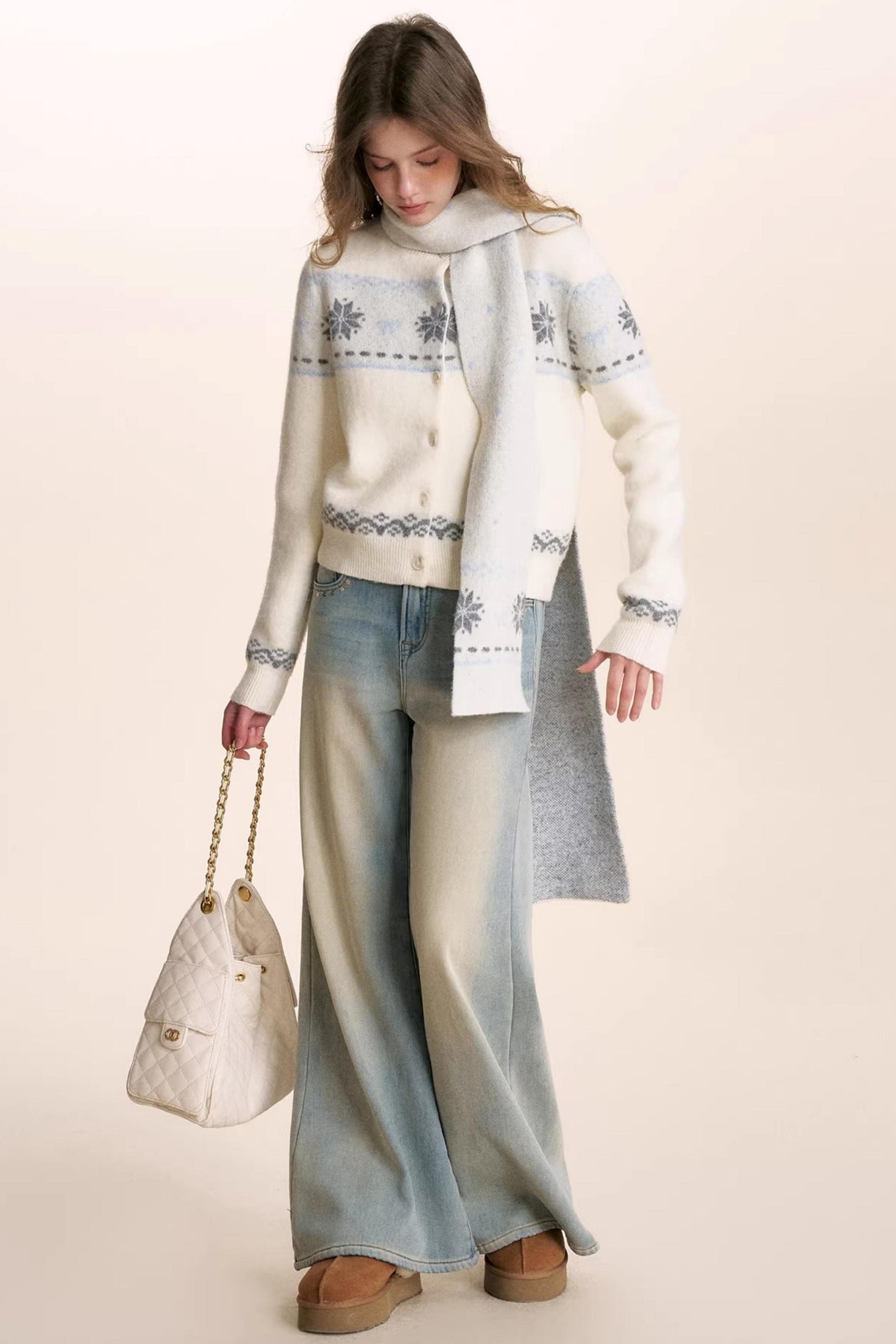 Wool Fair Isle Cardigan Set-Up