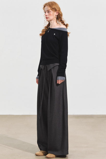 Contrasting Slanted Two Sweaters