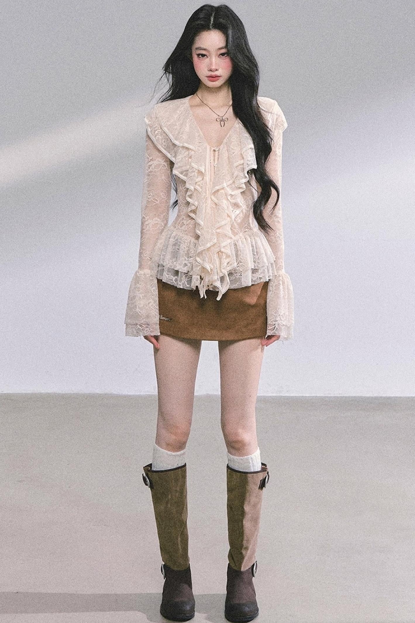 Coffee Shade Long Sleeve Top