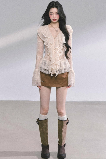 Coffee Shade Long Sleeve Top