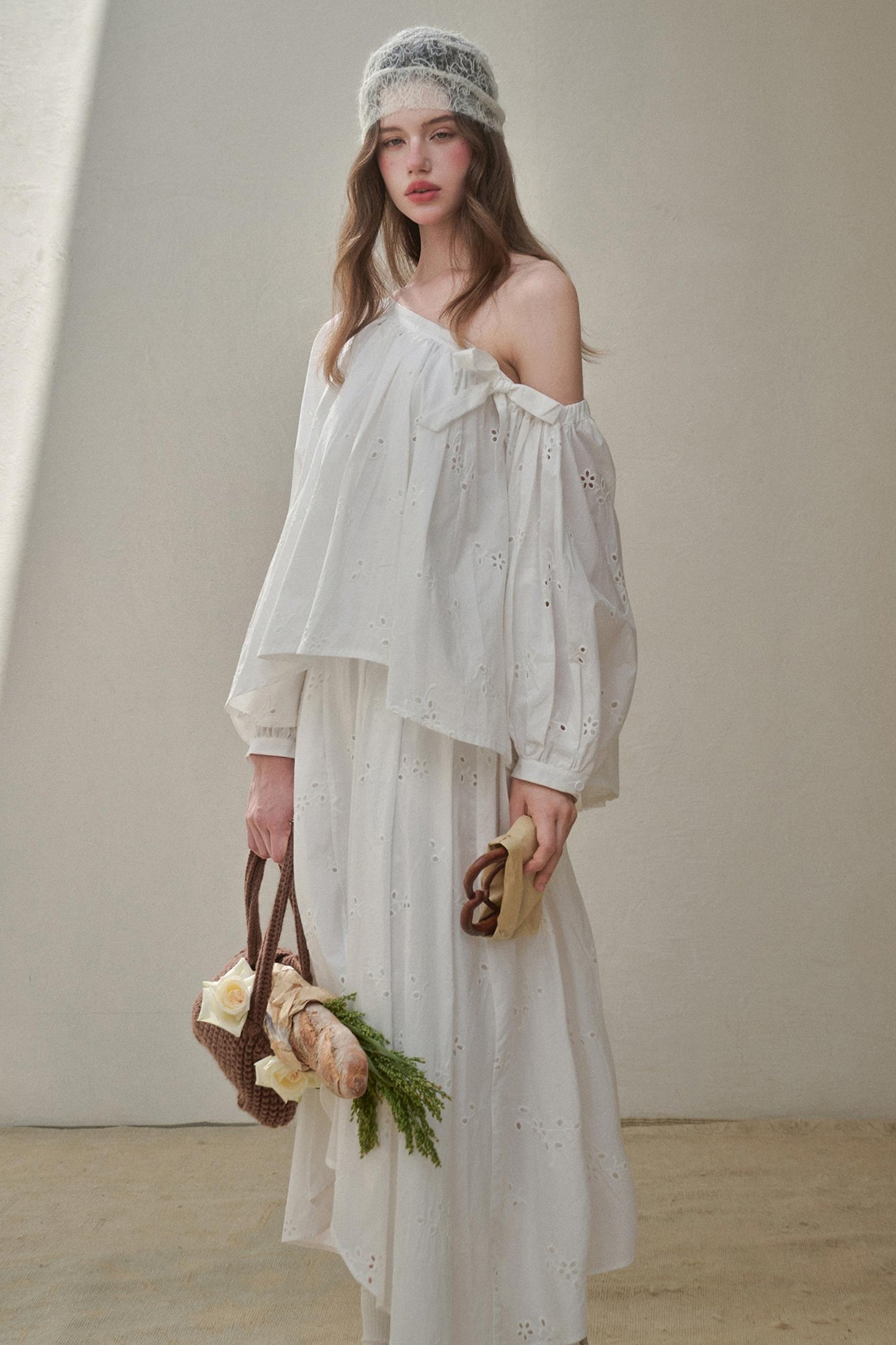 Embroidered Flower Elegant Skirt Set-Up