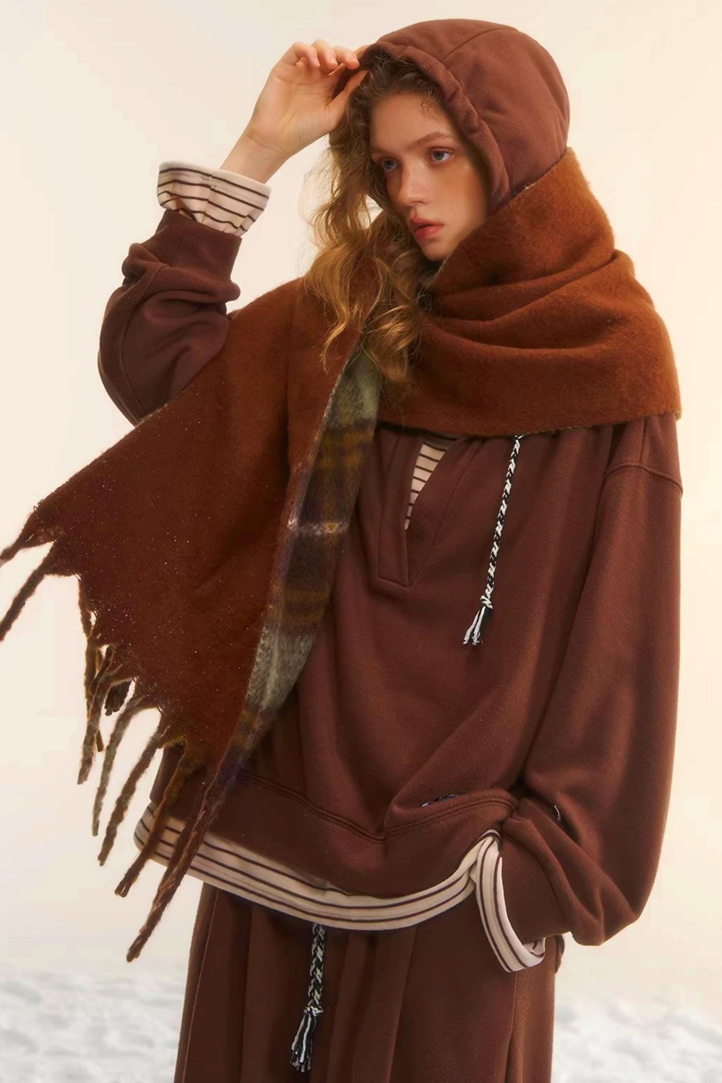 Retro Striped Patchwork Sweatshirt Set-Up