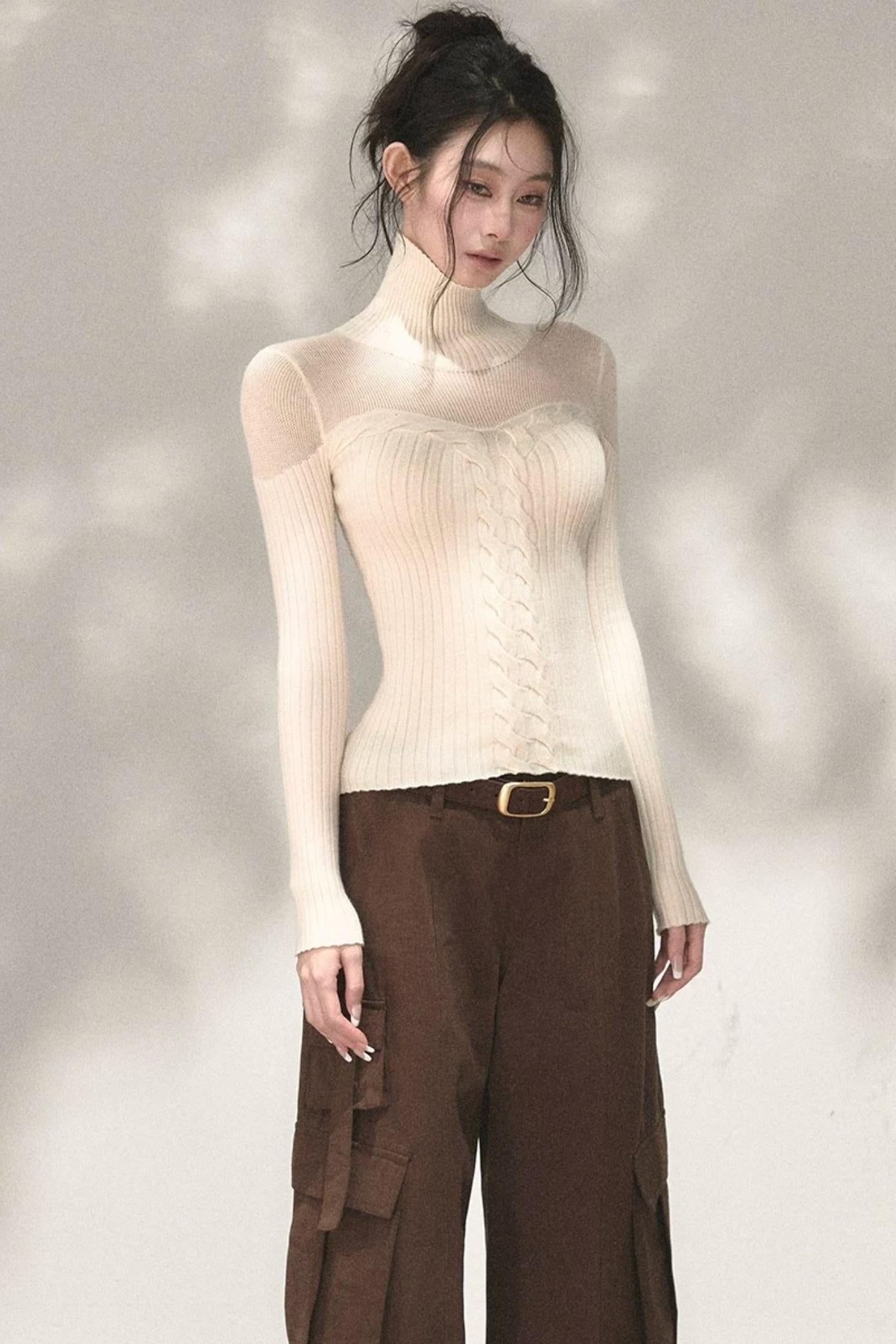 Wool Blend Hollow Knit Top