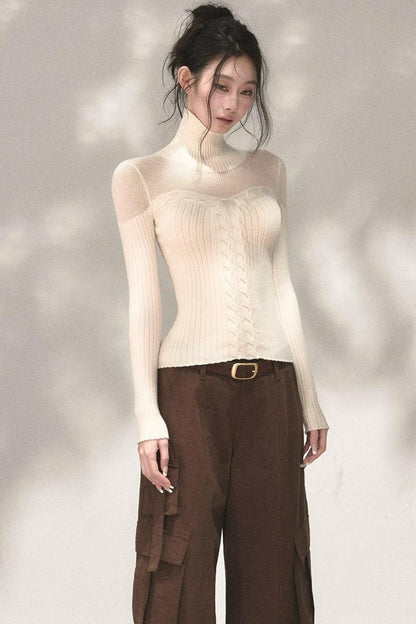 Wool Blend Hollow Knit Top