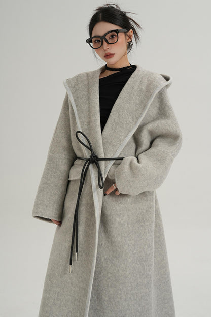 Lace-Up Wool Minimal Coat