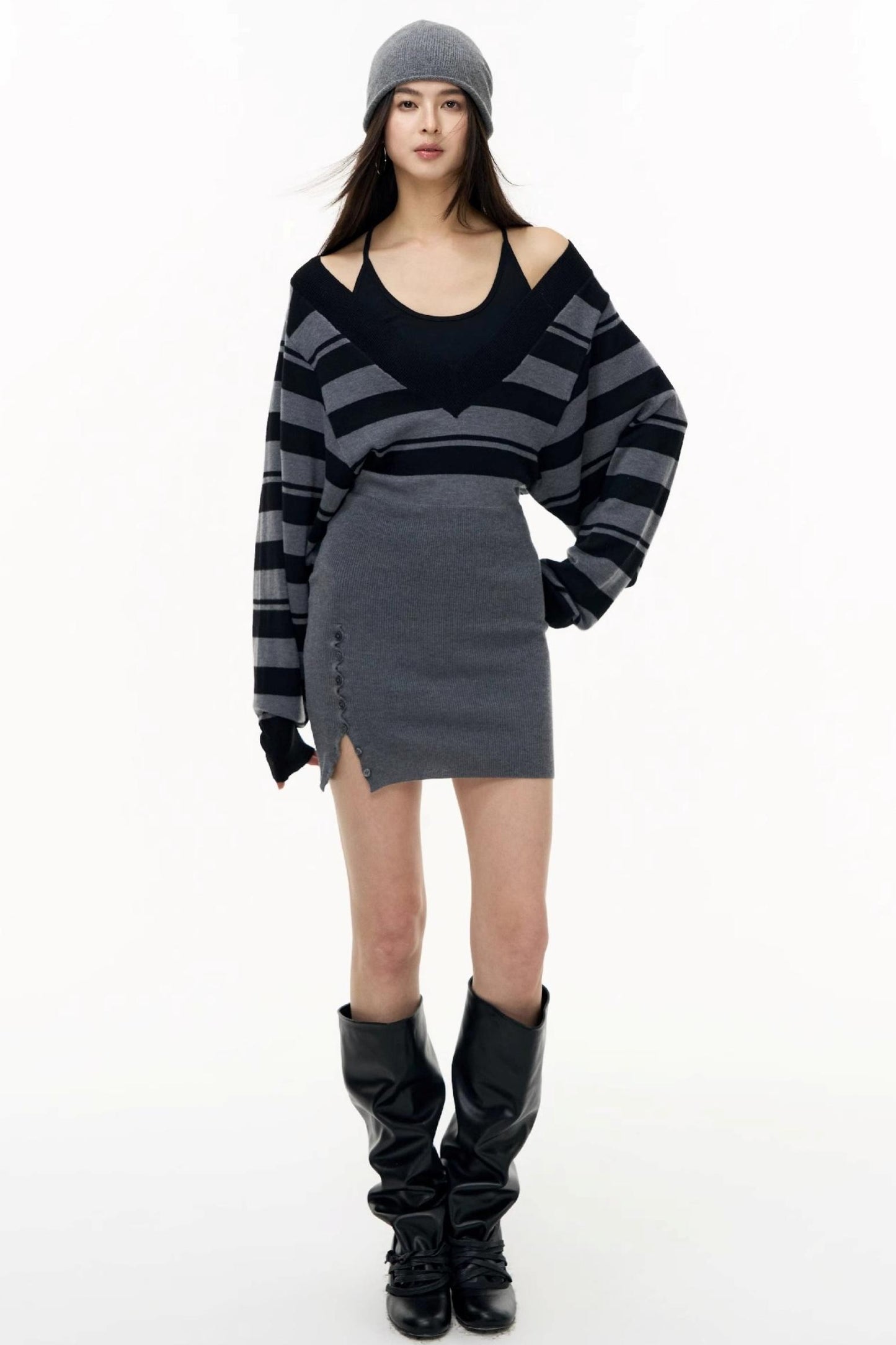 Striped Spliced Autumn Dress