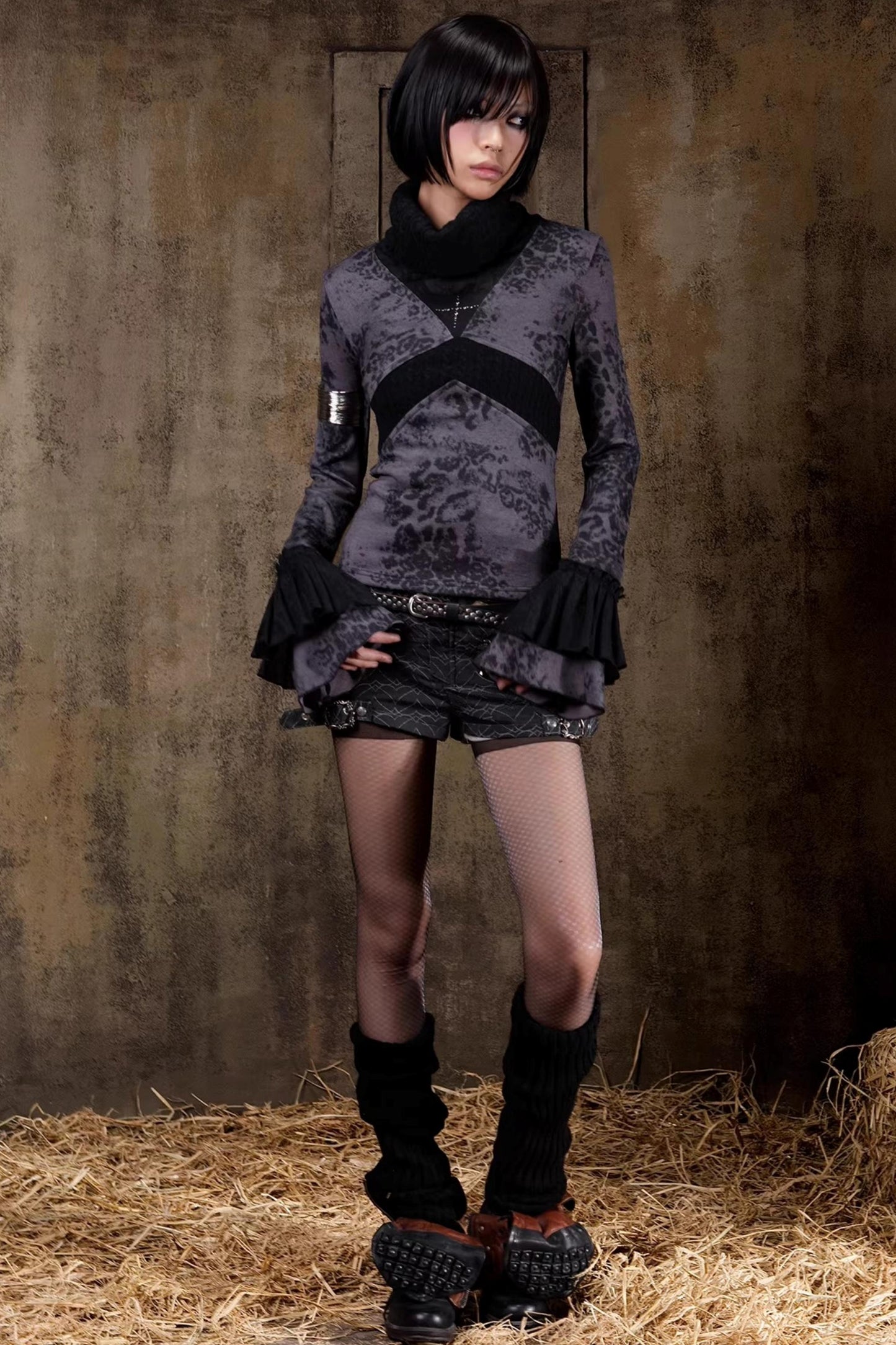 Retro Color-Block Knit Top