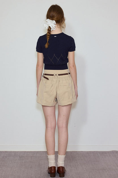 White- Navy Knit Tee