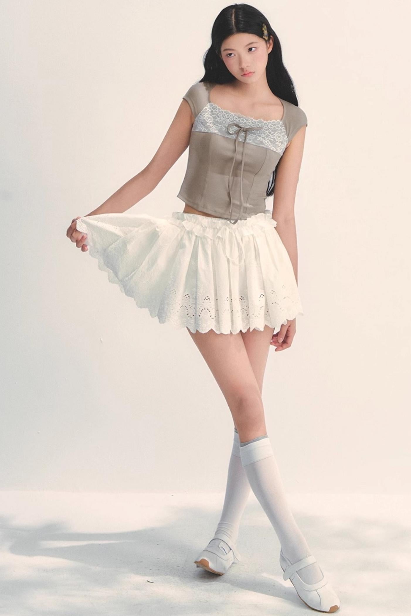 Cotton Lace Peplum Top