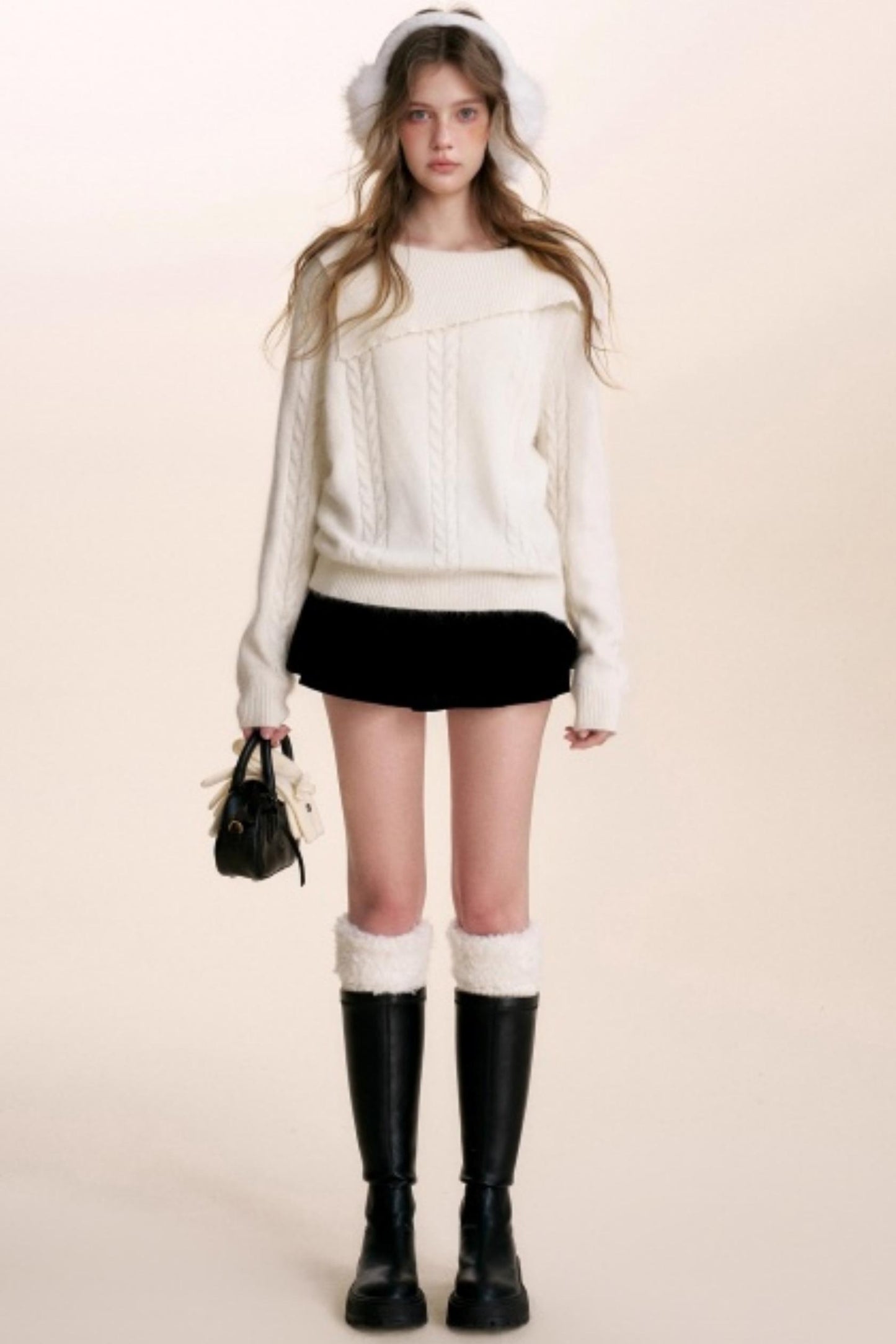 Velvet Pearl One-Shoulder Sweater