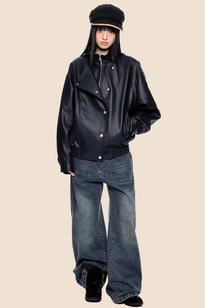 Retro Distressed Motorcycle Jacket