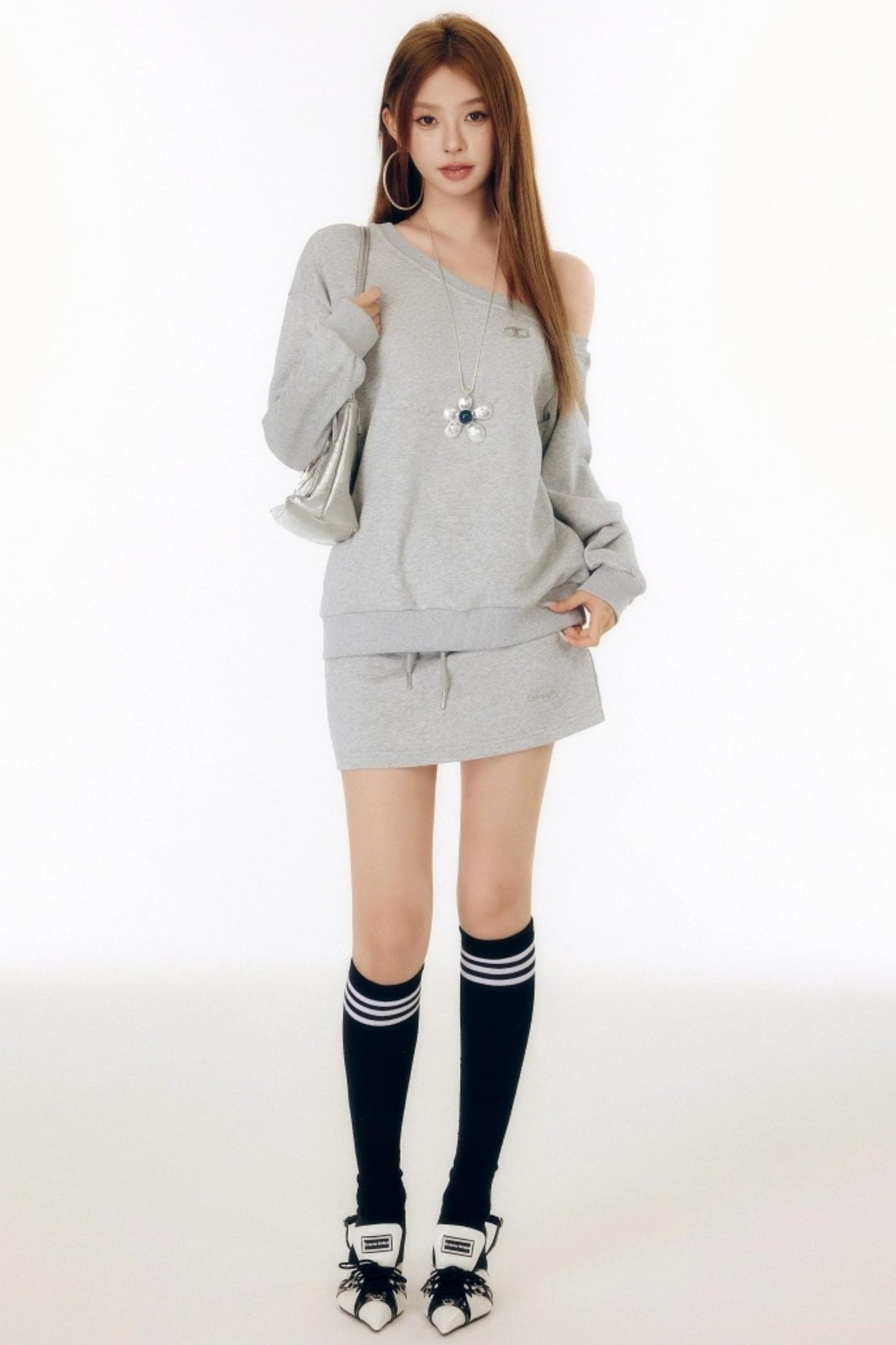 Spring Leisure Sweater & Skirt Set-Up