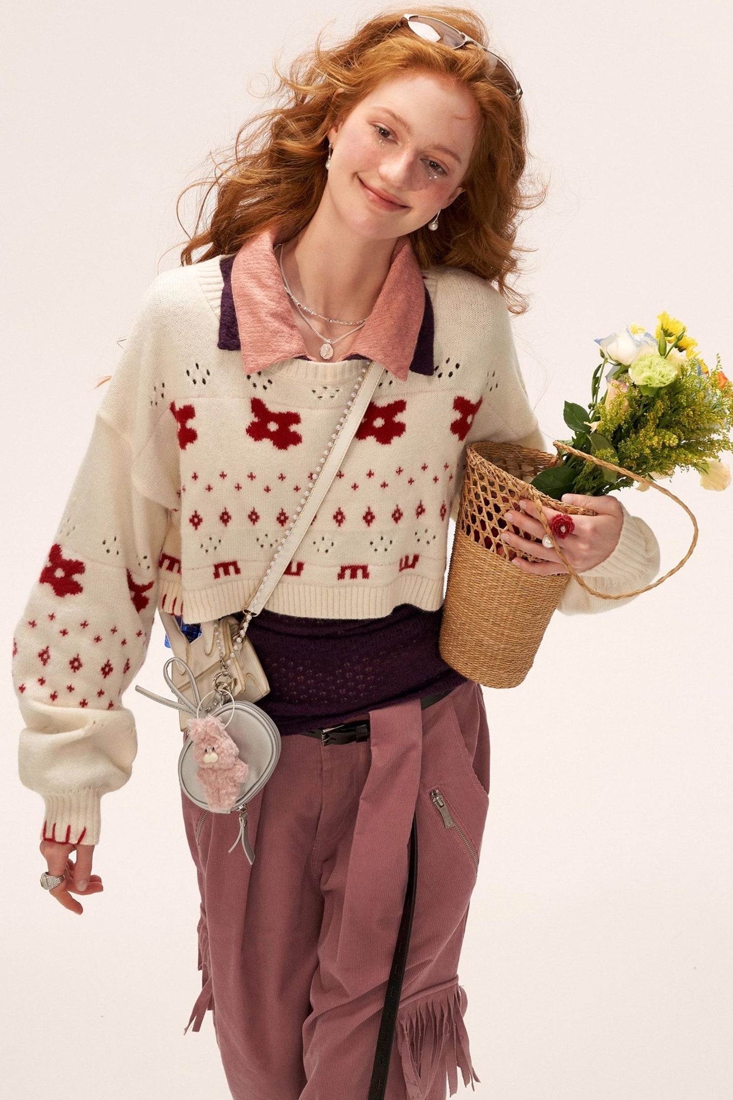 Star Jacquard Sweater Top Set-Up