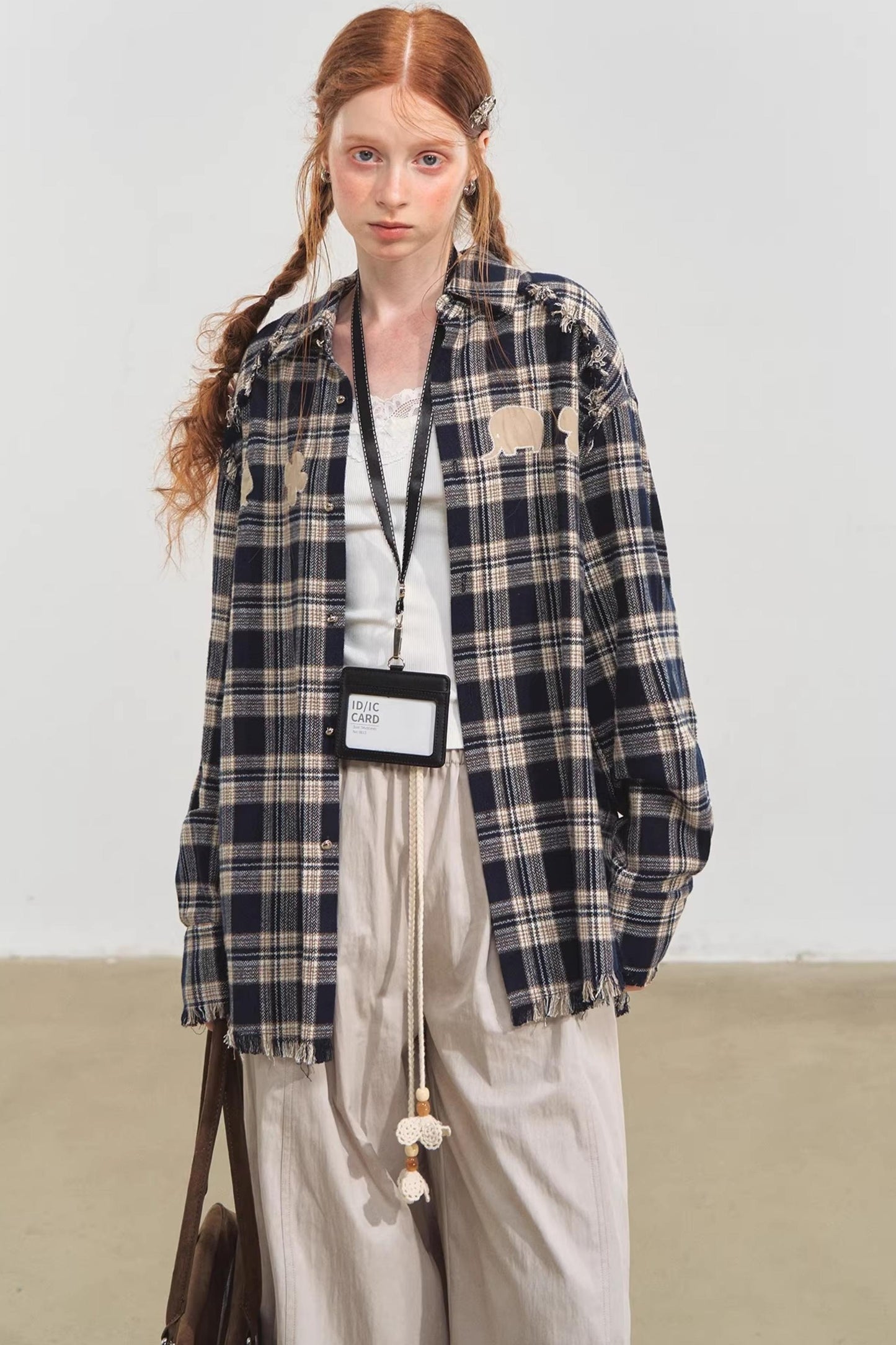 Plaid Collar Sweater Set-Up