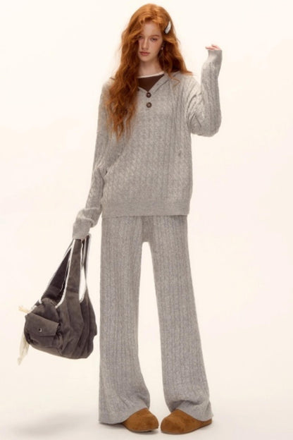 Wool Blend Hooded Knit Set-Up