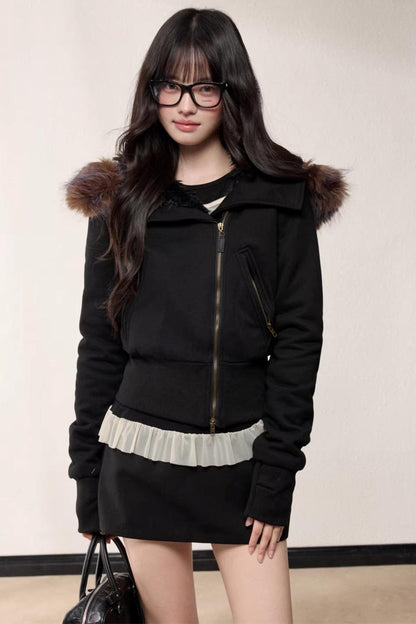 Hooded Fleece Slim Jacket