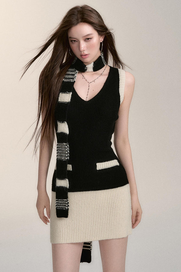 3피스 스웨터 카디건 스카프 세트 