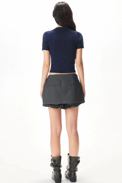 Retro Ruffled Blazer Skirt