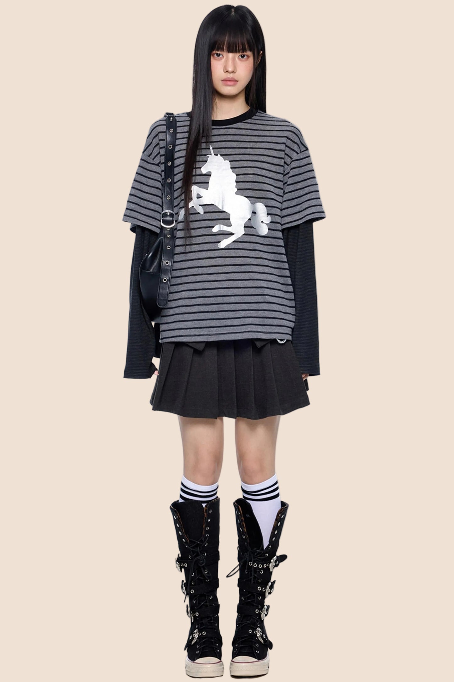 Silver-Embossed Striped Sweater