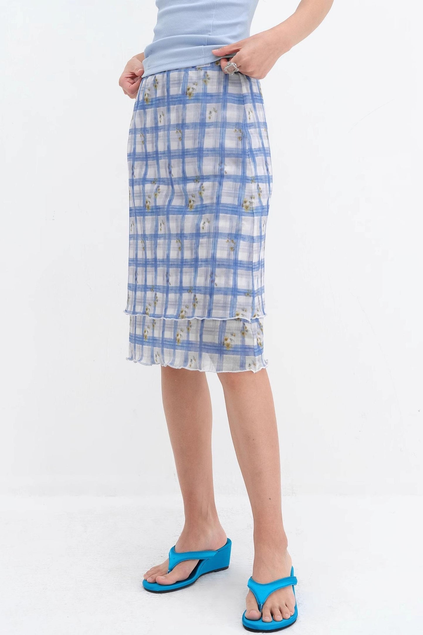 Vibrant Floral Mesh Skirt