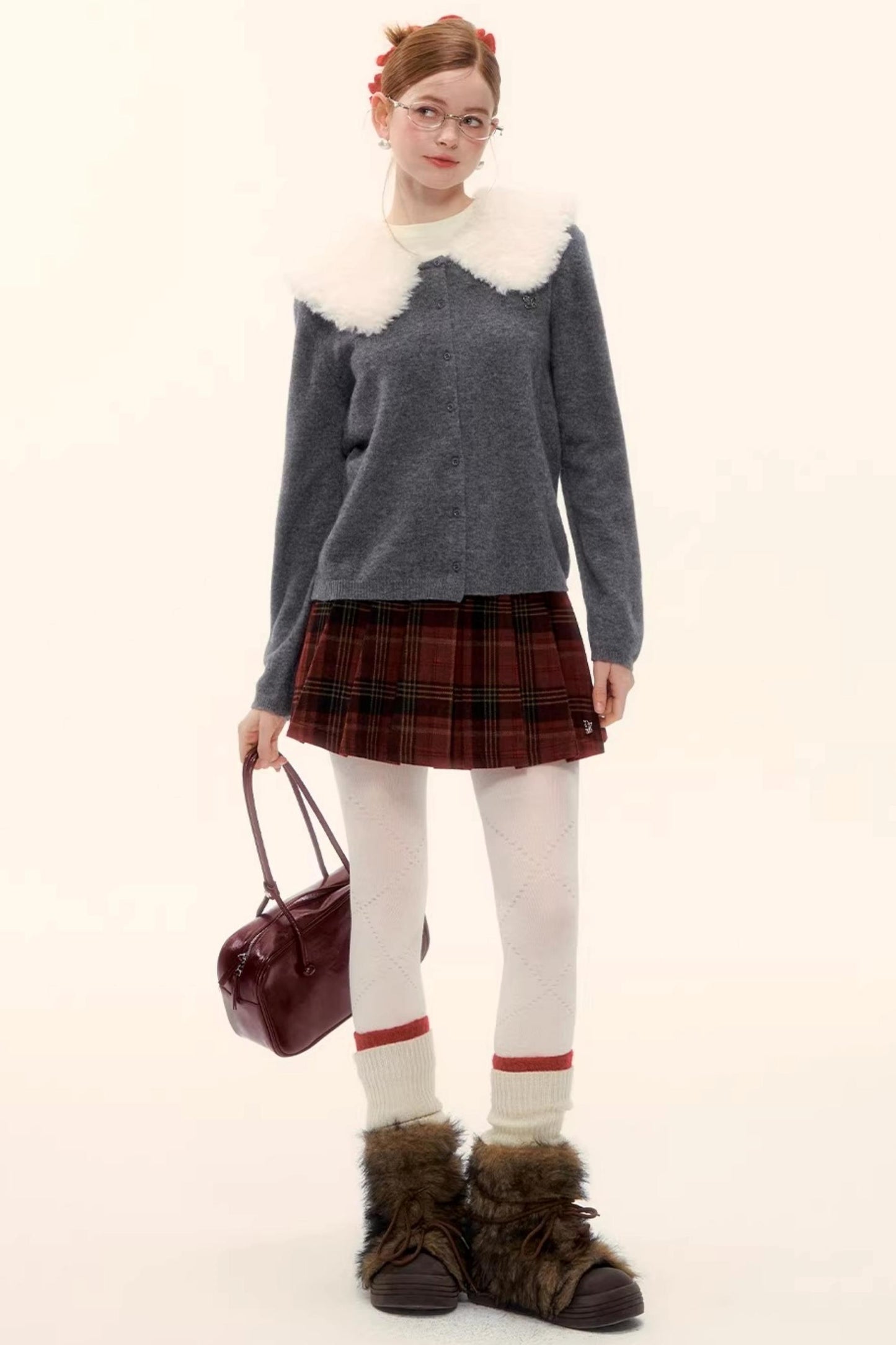 Retro Plaid Wool Skirt