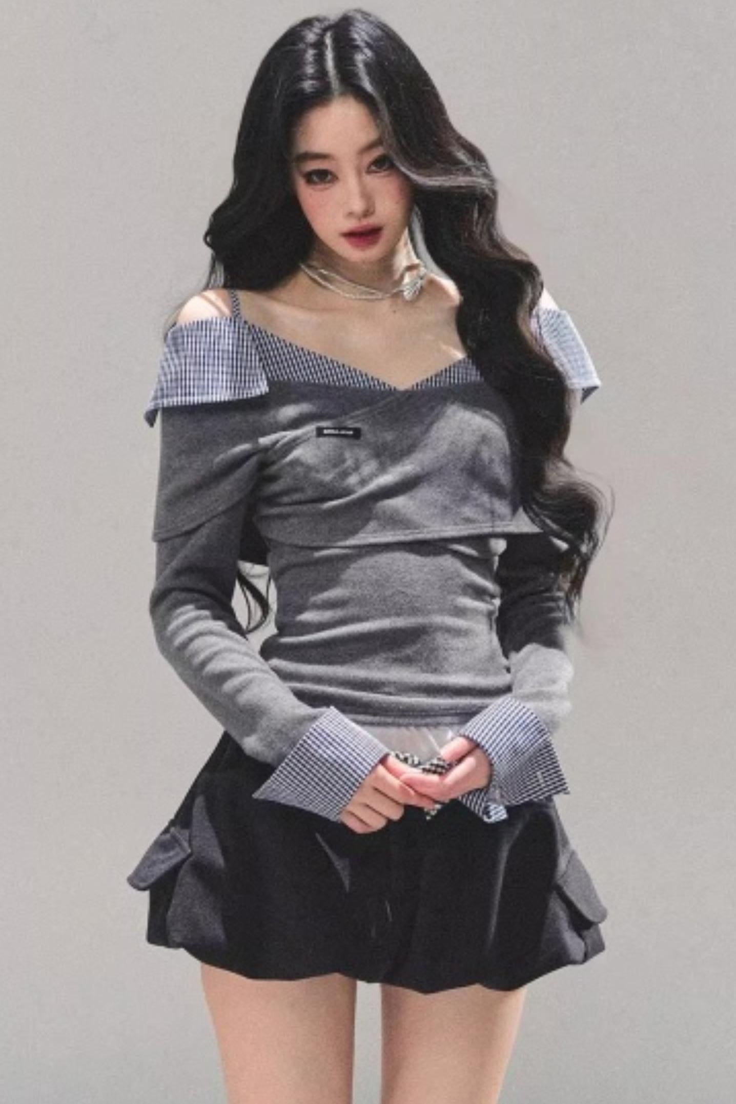 Plaid Floral A-Line Skirt