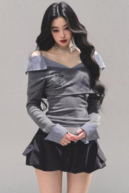 Plaid Floral A-Line Skirt