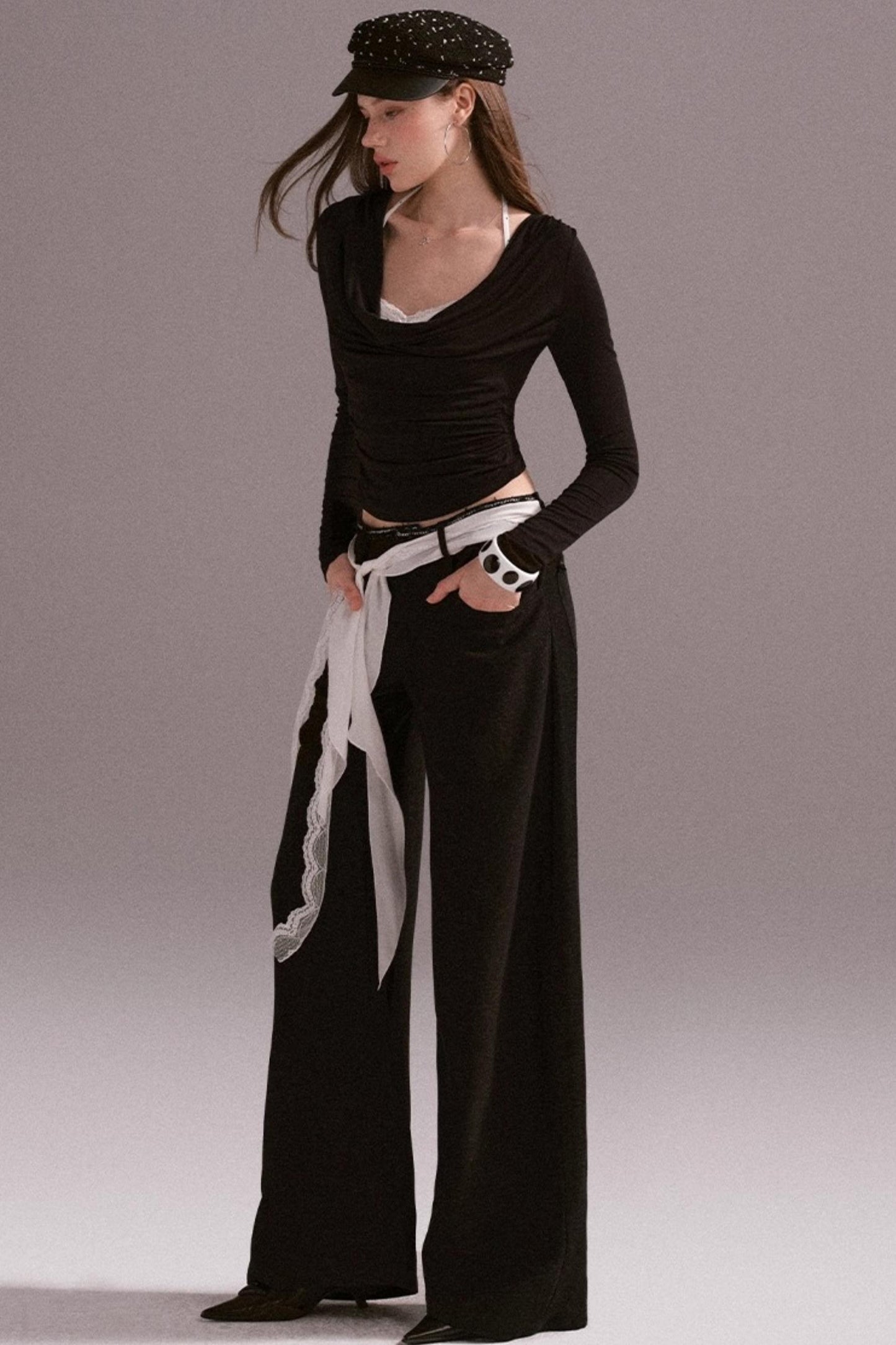 Hot Girl Contrast Knit Cardigan Suit Set-Up