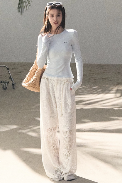 Hollow Crochet Lace Pants