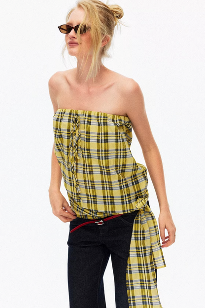 Lightweight Striped Tie-Front Top