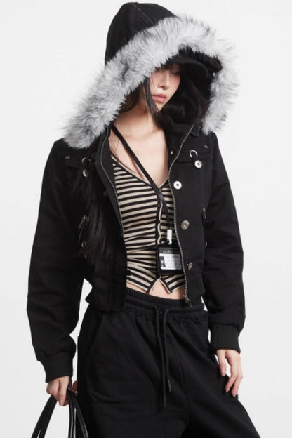 Retro Light Green Hooded Jacket