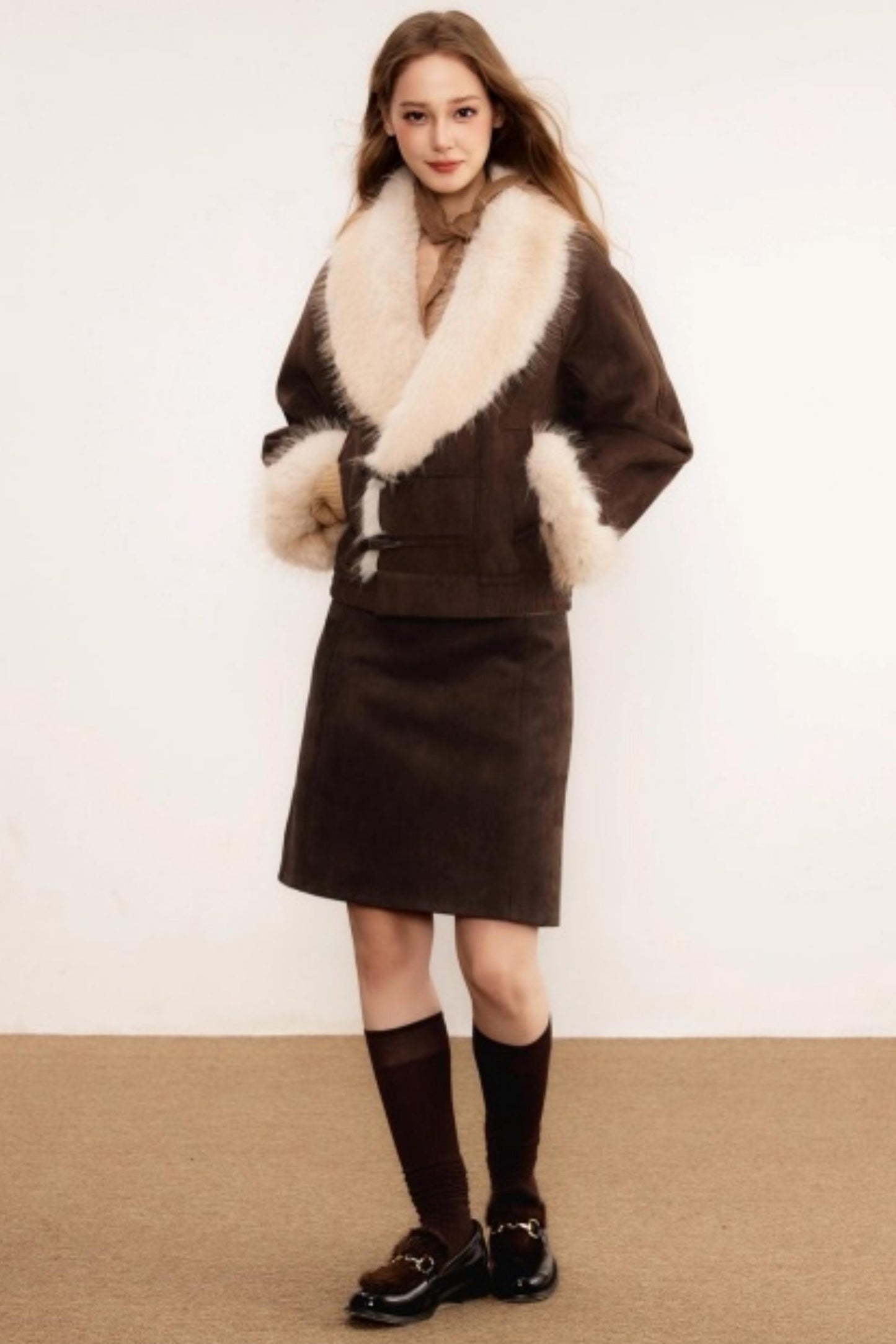 Faux Fur Suede Winter Coat