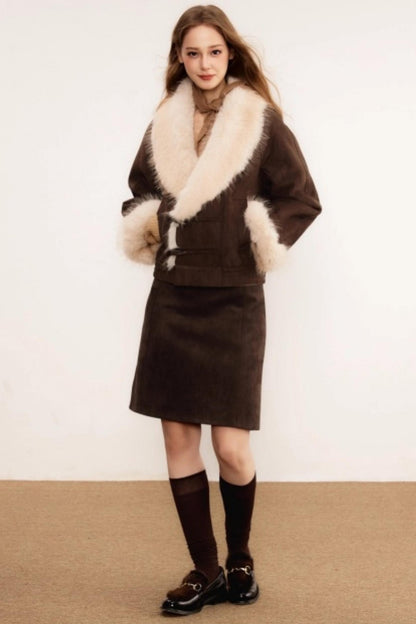 Faux Fur Suede Winter Coat