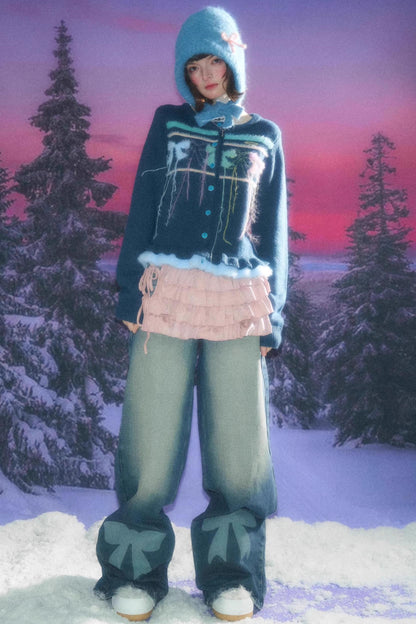 Autumn Silk Bow Cardigan