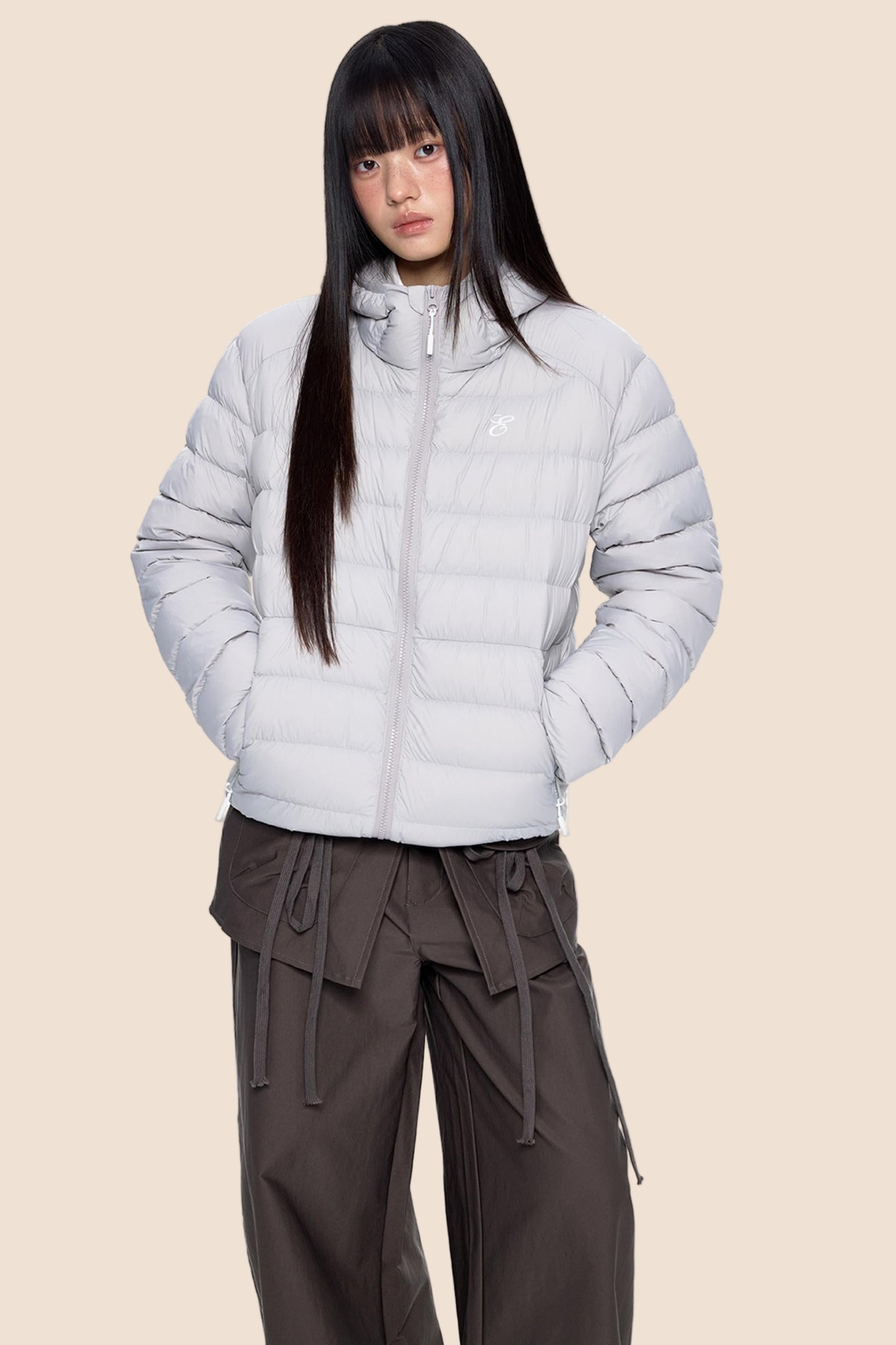 White Duck Down Hooded Jacket