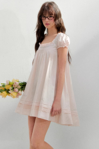 Square Neck Embroidered Dress