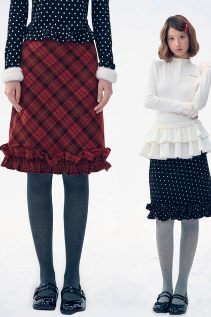 Retro Plaid Lace Skirt