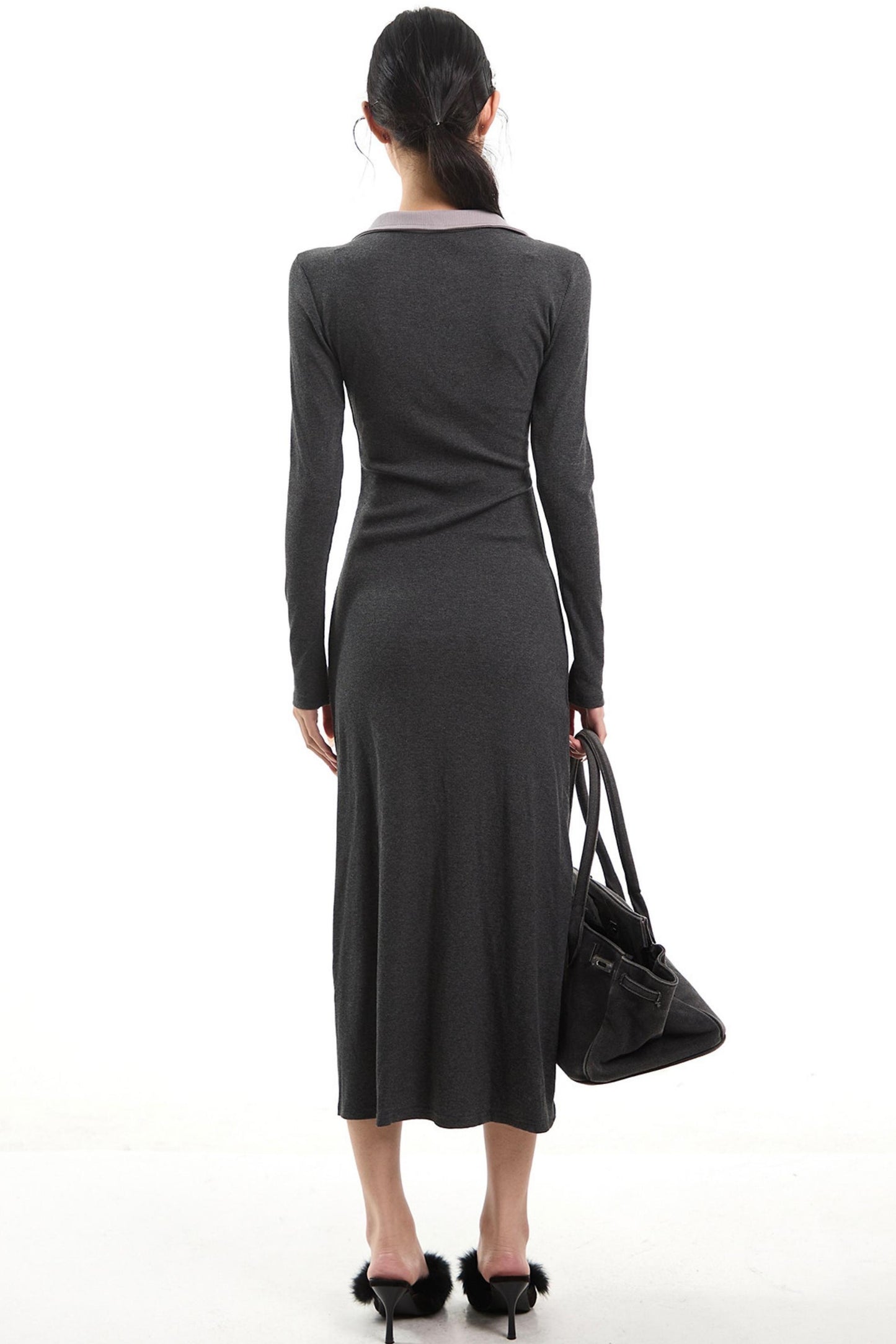다크 그레이 투피스 드레스
