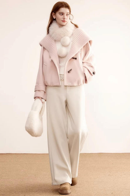 Woolen Short Shawl Collar Coat